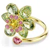 Swarovski Idyllia Flower Motif Crystal Open Ring In Green