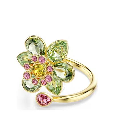 Swarovski Idyllia Open Ring In Green/gold Tone
