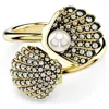 Swarovski Idyllia F Cocktail Ring Shell Double Gold Shiny Crystal In White