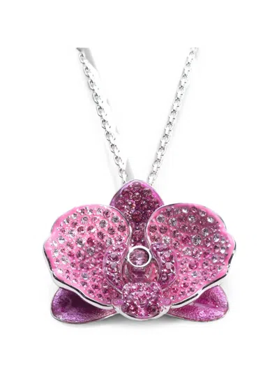 Swarovski Idyllia Orchid-shape-pendant Necklace In Pink