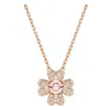 Swarovski Idyllia Pendant Cz Clover Rose Gold Shiny Silk In Gold Tone