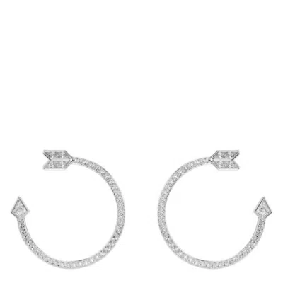 Swarovski Idyllia Rhodium Plated Hoop Earrings In Metallic