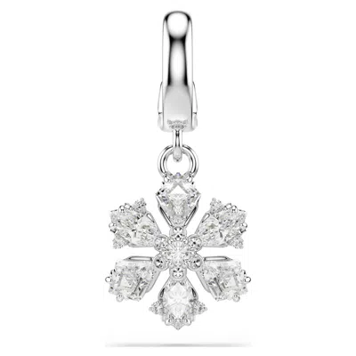 Swarovski Idyllia Rhodium Plated Snowflake Charm In Metallic