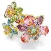 Swarovski Idyllia Gold-tone Plated Flower Ring In Multicolored