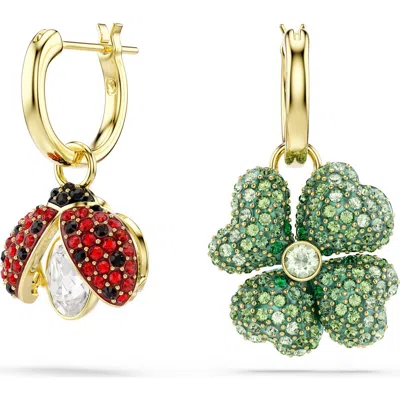 Swarovski Idyllia Set Of 3 Charms With Hoop Earrings In Multi