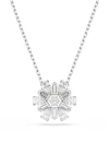 Swarovski Snowflake White Rhodium Plated Idyllia Pendant Necklaces In Silver