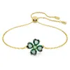 Swarovski Idyllia Soft Bracelet Clover Gold Shiny Green In Silver Tone