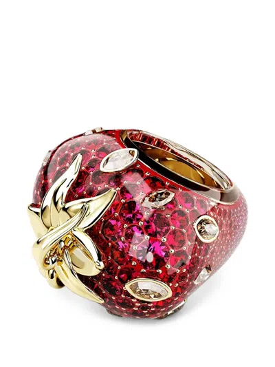 Swarovski Idyllia Strawberry Crystal-embellished Ring In Gold