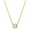 Swarovski Round Cut, White, Gold-tone Imber Pendant Necklace In White