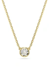Swarovski Round Cut, White, Gold-tone Imber Pendant Necklace In Gold