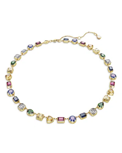 SWAROVSKI IMBER MULTICOLOR MIXED CUT COLLAR NECKLACE IN GOLD TONE, 14.96-17.72
