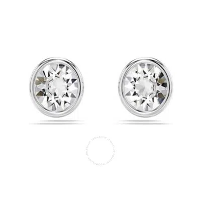 Swarovski Imber Pierced Earrings Stud Rhodium Shiny White In Silver Tone