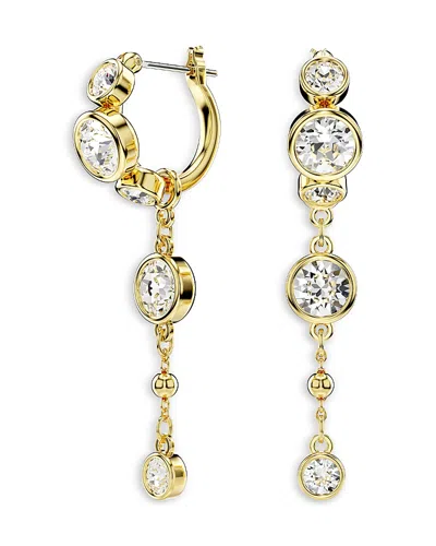Swarovski Imber Pierced Earrings Gold Shiny Crystal In White