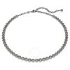 Swarovski Imber Tennis Necklace Ruthenium Shiny Black Diamond In Grey