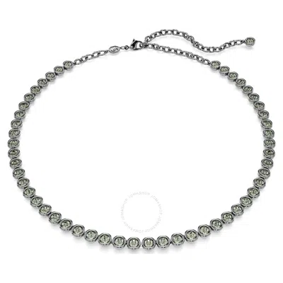 Swarovski Imber Tennis Necklace Ruthenium Shiny Black Diamond In Grey