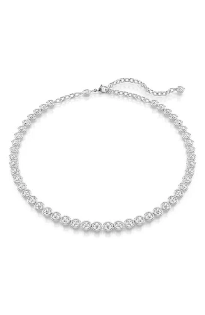 Swarovski Imber Tennis Necklace Rhodium Shiny Crystal In Metallic