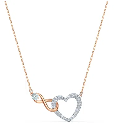 Swarovski Infinity Heart Necklace - White - Mixed Metal Finish In Gray