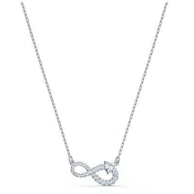 Swarovski Infinity Necklace - White - Rhodium Plated In Gray