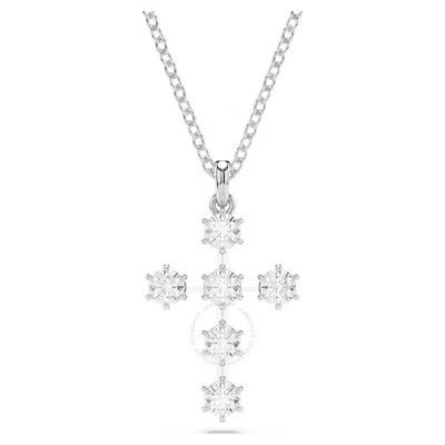 Swarovski Insigne Pendant Cross Constella Rhodium Shiny White In Silver Tone
