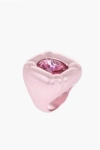 Swarovski Iridescent Metal Dulcis Cocktail Ring With Cushion Cut Cryst