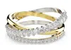 Swarovski Hyperbola Crystal Triple Band Ring In Gold Tone & Rhodium Plated In Multicolor