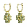 Swarovski Idyllia Pierced Earrings Mini Hoop Clover Cz Gold Shiny Green