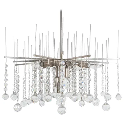Pre-owned Swarovski J.t. Kalmar Waterfall Chandelier Crystal Glass And Nickel Brass, Austria 1960 In Transparent