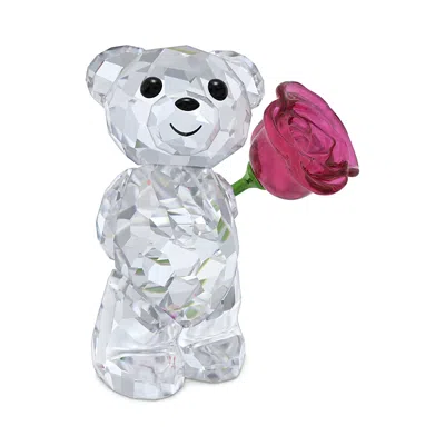 Swarovski Kris Bear Collection A Rose With Love Crystal Figurine In Transparent