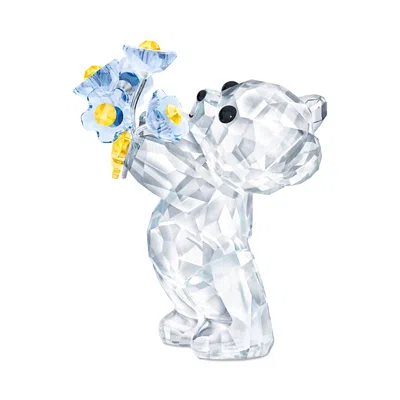 Swarovski Kris Bear Collection Forget Me Not Crystal Figurine In Transparent