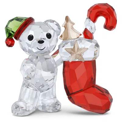 Swarovski Kris Bear Holiday Stocking In Red