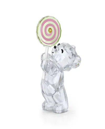 Swarovski Kris Bear Sweet Lollipop Crystal Figurine In Transparent