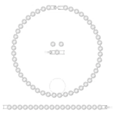 Swarovski Ladies Angelic White Rhodium Plated Round Cut Set In White/silver Tone