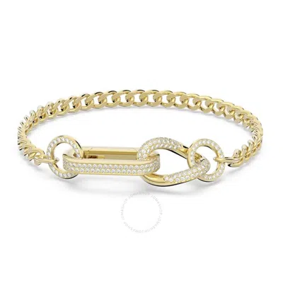 Swarovski Ladies Dextera Gold-tone Plated Mixed Links Pave Bracelet In White