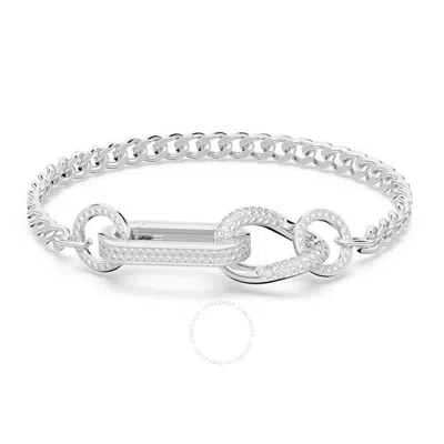 Swarovski Ladies Dextera Rhodium Plated Plated Mixed Links Pave Bracelet