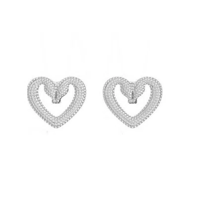Swarovski Ladies Large Una Heart Clip Earrings In Metallic