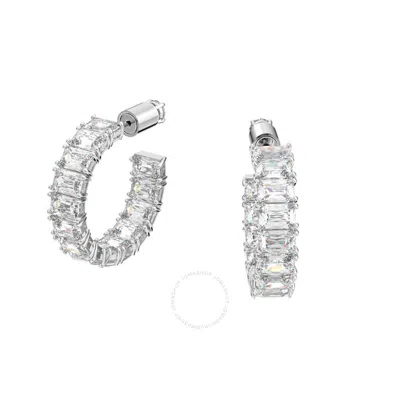 Swarovski Ladies Millenia Octagon Cut Hoop Earrings In Silver