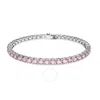 Swarovski Matrix Pink Crystal Small Tennis Bracelet In Rhodium Plated In Pink