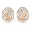 Swarovski Ladies Signum Rose Gold Tone Plated Crystal Stud Earrings In White
