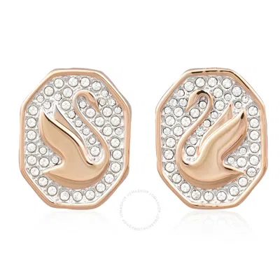Swarovski Ladies Signum Rose Gold Tone Plated Crystal Stud Earrings In White