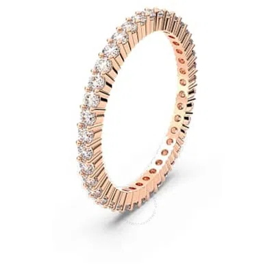 Swarovski Ladies White / Rose Gold-tone Matrix Vittore Ring In Pink/white/rose Gold Tone/gold Tone