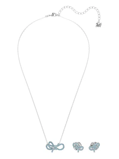Swarovski Lifelong Bow Crystal Necklace Set In Metallic
