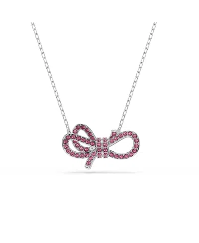 Swarovski Lifelong Bow Pendant Necklace In Pink