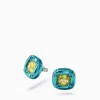 Swarovski Metal Dulcis Stud Earrings With Cushion Cut Crystal In Blue