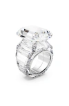 Swarovski Lucent Cocktail Ring In White/silver