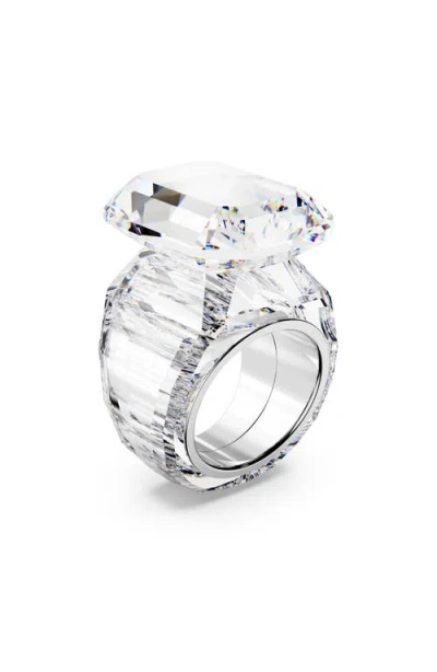 Swarovski Lucent Cocktail Ring In White/silver