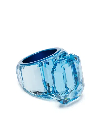 Swarovski Lucent Crystal Cocktail Ring In Blue