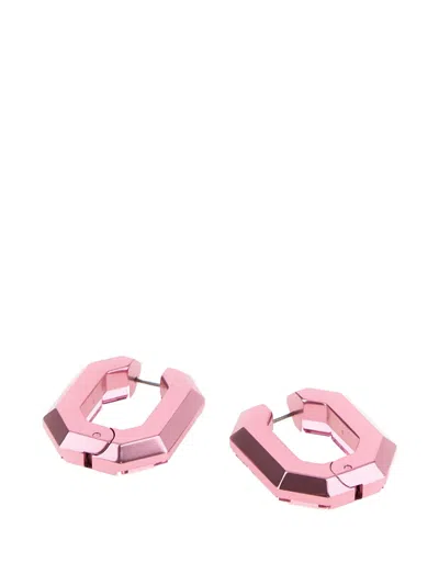 Swarovski Lucent Crystal Hoop Earrings Octagonal Shape In Brown