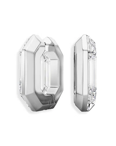 SWAROVSKI LUCENT CRYSTAL OCTAGON HOOP EARRINGS IN RHODIUM PLATED