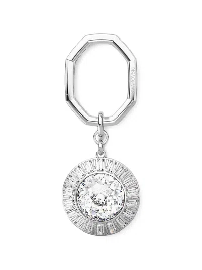 Swarovski Lucent Crystal-embellished Octagonal Keyring In Silver