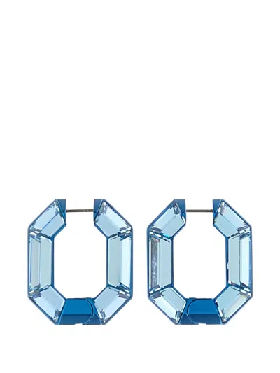 Swarovski Crystal Lucent Hoop Earrings Octagonal Design In Black
